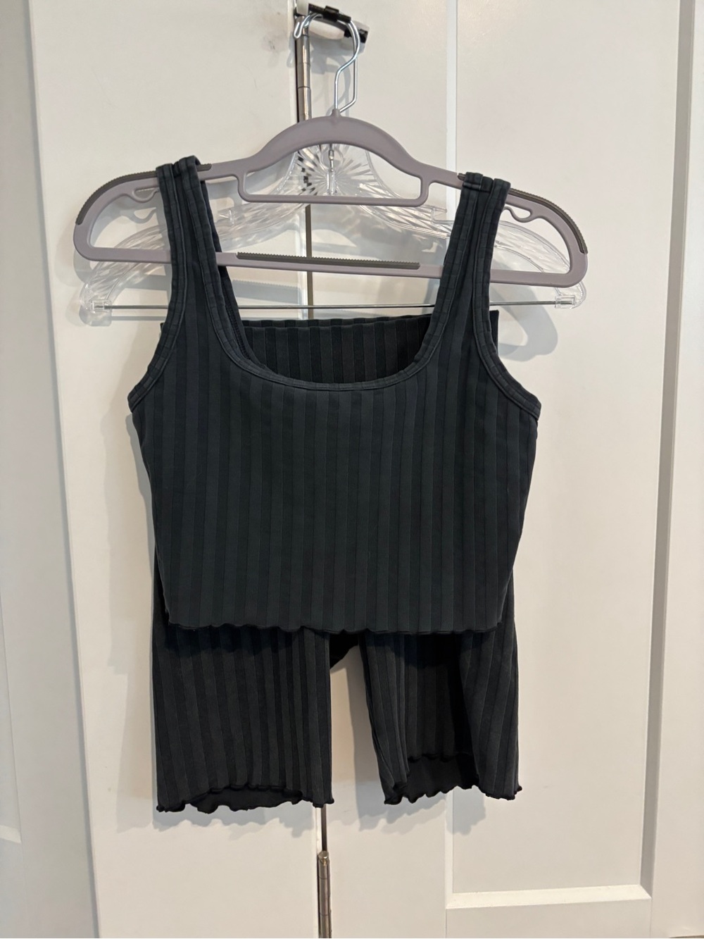 Offline by aerie Ribbed Tank and Shorts Set - Faded Black. Size S